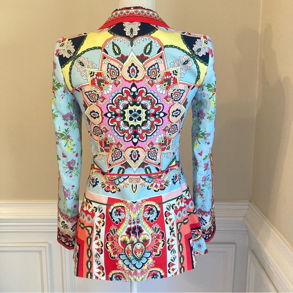 ALICE AND OLIVIA Nate Euphoria Paisley Floral Print Linen Blazer Jacket - Picture 11 of 16